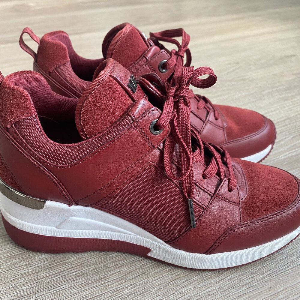 Burgundy Michael Kors Wedged Sneakers